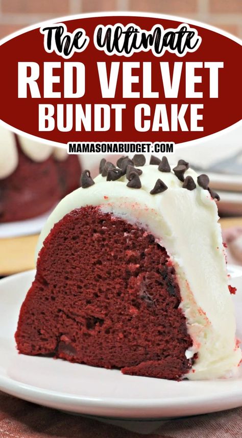 Red Velvet Cake Mix Recipes, Pineapple Upside Down Bundt Cake Recipe, Chocolate Chip Bundt Cake Recipe, Christmas Bundt Cake Recipes, Famous Cakes, Red Velvet Bundt, Christmas Bundt Cake, Red Velvet Bundt Cake, Chocolate Chip Bundt Cake