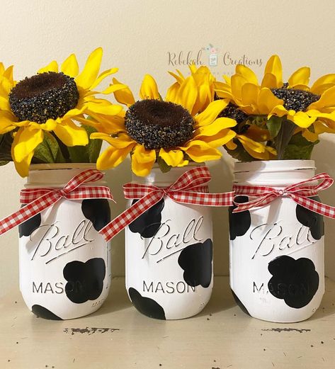 Farm Animal Baby Shower Theme, Cow Print Mason Jars, Dog Birthday Cupcakes, Farm Animals Decor, Cow Birthday Parties, Distressed Mason Jars, Animal Baby Shower Theme, Farm Animals Birthday Party, Dog Cake Topper