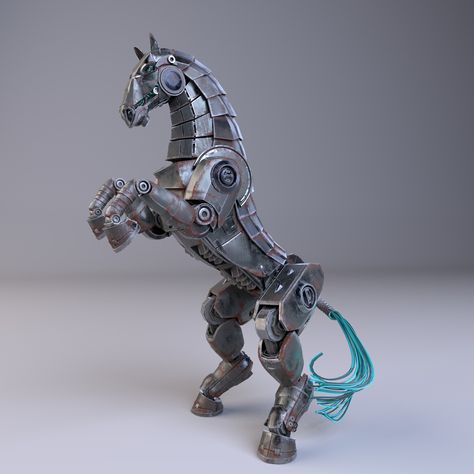 ArtStation - Mechanical horse, Elisa Chiavia Robot Horse Concept Art, Mech Horse, Cyberpunk Horse, Robot Horse, Steampunk Horse, Mechanical Horse, Mechanical Animals, Robot Hand, Tears Art