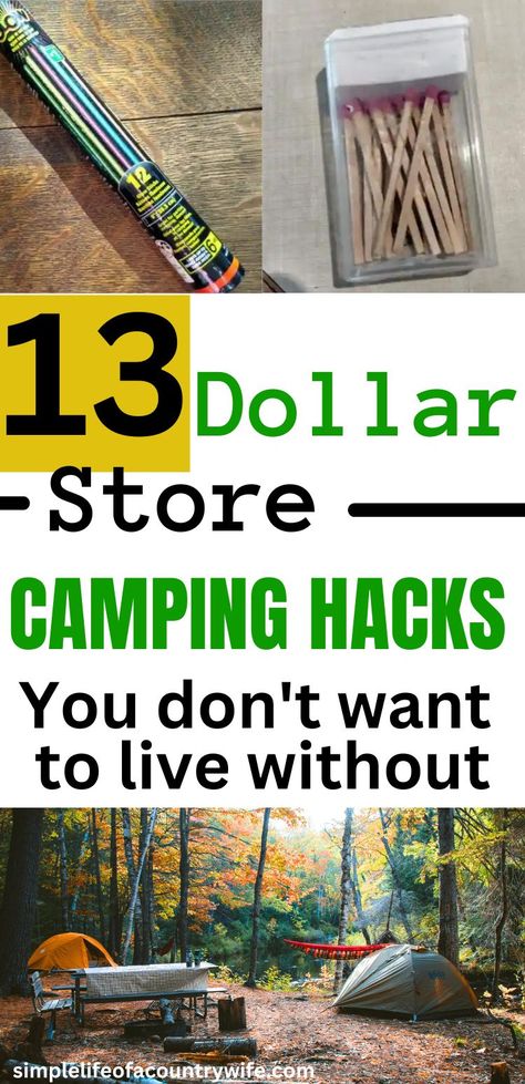 Dollar store camping hacks for all your DIY camping ideas. Camping organization, tent camping must haves, RV camping tips, and more. Dollar Store Camping Hacks, Dollar Store Camping, Dollar Tree Camping, Camping Tricks, Hacks To Save Money, Tree Camping, Tent Camping Hacks, Camping 101, Rv Camping Tips