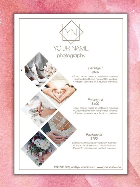 Yoga Post, Picture Layout, Photography Pricing Template, Photographer Packaging, Board Photography, Photography Price List, Photography Rates, Photography List, Wedding Flyers