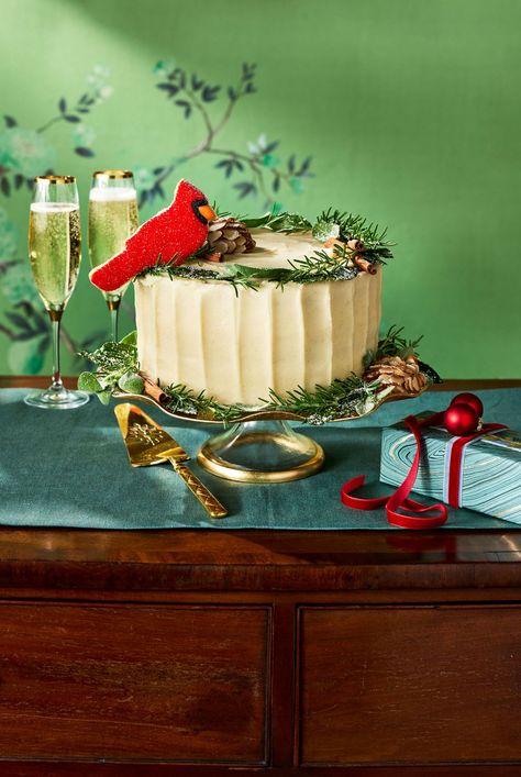 Our Redbird Cake recipe is a holiday-inspired twist on Hummingbird cake. This festive twist is spruced up with maraschino cherries and a comforting blend of warm baking spices. Get the recipe at the link! #redbirdcake #whitecake #christmascake #cakerecipes #recipeideas #recipes #southernliving Christmas Cake Recipe, Yummy Christmas Treats, Banana Buttermilk, Crockpot Chicken And Dumplings, Spring Cottage, South Alabama, Hummingbird Cake, Nice Recipes, Recipe Cover