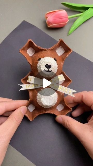 paper crafts creator on Instagram: "Title: "Egg Carton Bear Craft: Fun and Eco-Friendly"  Hashtags: #ParentChildCraft #WasteUtilization #KindergartenCraft #CreativeCrafts #UpcyclingIdeas" Egg Cartons Craft, Egg Crate Crafts, Craft With Egg Carton, Bear Crafts Preschool, Egg Carton Crafts For Kids, Teddy Bear Crafts, Bear Craft, Toilet Paper Roll Art, Alphabet Crafts Preschool