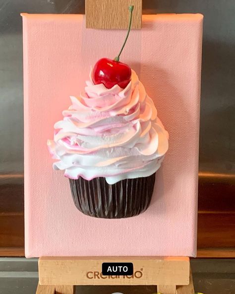 Fake desserts #icecreamsundae #milkshakes #fakesweets #fakecake #fakefood #foodprops #partyideas #photoprops #icecreamparlour #partydecor… | Instagram Dessert Wall Art, Diy Food Decor, Cupcake Painting On Canvas, Food Canvas Painting, Food Props Diy, Cupcake Kitchen Decor, Cupcake Wall Art, 3d Cupcake, Canvas Easel