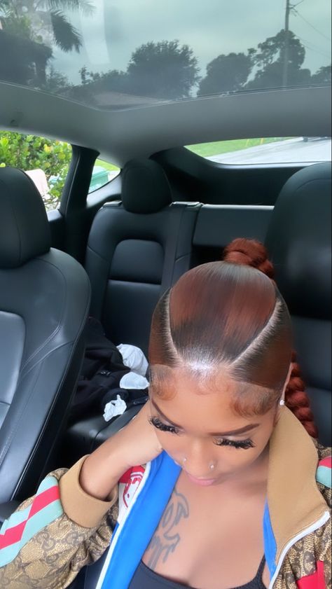 Two Part Slick Back, Ginger Slick Back Ponytail, Slick Back Ponytail, Back Ponytail, Hair Expo, Hair Styels, Cute Hair Colors, Quick Natural Hair Styles, Braided Cornrow Hairstyles