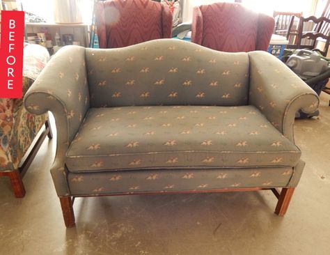 Before & After: A Sad, Old Loveseat Gets a Sassy New Look | Apartment Therapy Blue Cheetah Print, Dining Sets Modern, Country Style Homes, Large Table, Back To Life, Reupholster, Apartment Therapy, Home Hacks, Diy Inspiration