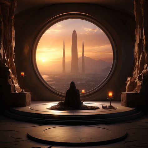 Jedi Training Aesthetic, Jedi Meditation Art, Jedi Temple Interior, Star Wars Shifting Visualization, Jedi Temple Concept Art, Jedi Temple Aesthetic, Star Wars Meditation, Star Wars Jedi Aesthetic, Space Opera Aesthetic