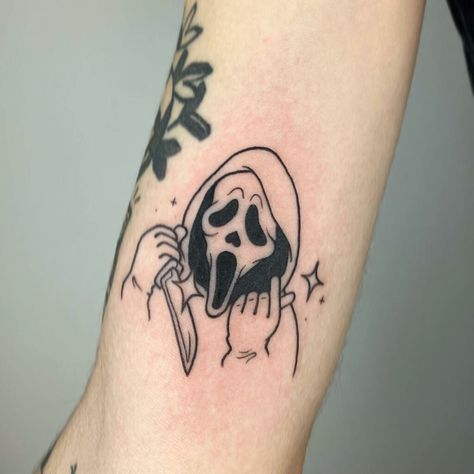 Minimal Tattoo Design, Movie Tattoos, Ghost Tattoo, Tattoo Signs, Horror Tattoo, Small Tattoos For Guys, Face Tattoos, Aesthetic Tattoo, Halloween Tattoos