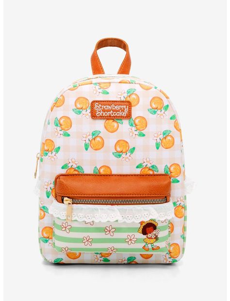 Strawberry Shortcake Bag, Strawberry Shortcake Backpack, Leon Core, Strawberry Shortcake Orange Blossom, Crochet Baby Frock, Girls Backpacks, Orange Backpack, Short Cake, Kawaii Bags