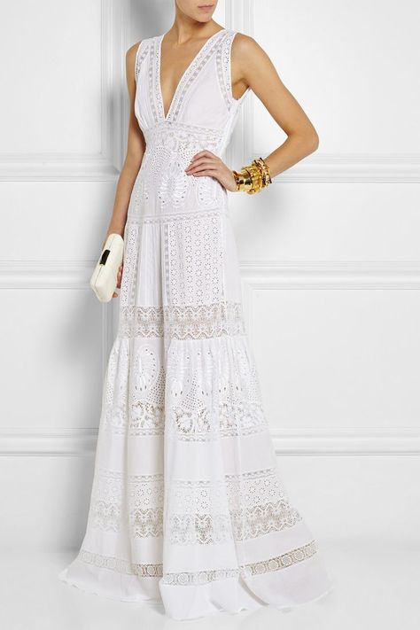 Roberto Cavalli | Broderie anglaise cotton maxi dress | NET-A-PORTER.COM: Weddding Dress, Roberto Dress, Cotton Maxi Dress, Maxi Dress Cotton, Cotton Maxi, Feminine Dress, Bohemian Dress, White Maxi Dresses, Roberto Cavalli