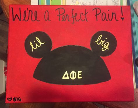 Disney Sorority Canvas, Dphie Canvases, Disney Sorority, Sorority Paintings, Big Little Canvas, Disney Reveal, Sorority Art, Disney Canvas, Alpha Gam