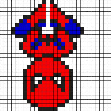 Spider Man Kandi, Spiderman Perler Beads, Avengers Pixel Art, Spiderman Pixel Art, Beast Logo, Free Beading Patterns, Checkered Paper, Art Spiderman, Spiderman Drawing