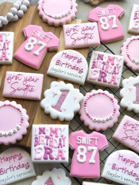 Taylor Swift Royal Icing Cookies, Taylor Swift First Birthday Party, Taylor Swift Birthday Cookies, Swiftie Party, Taylor Swift Birthday Party Ideas, 12 Birthday, Taylor Swift Birthday, Sugar Cookie Designs, Cookie Inspiration