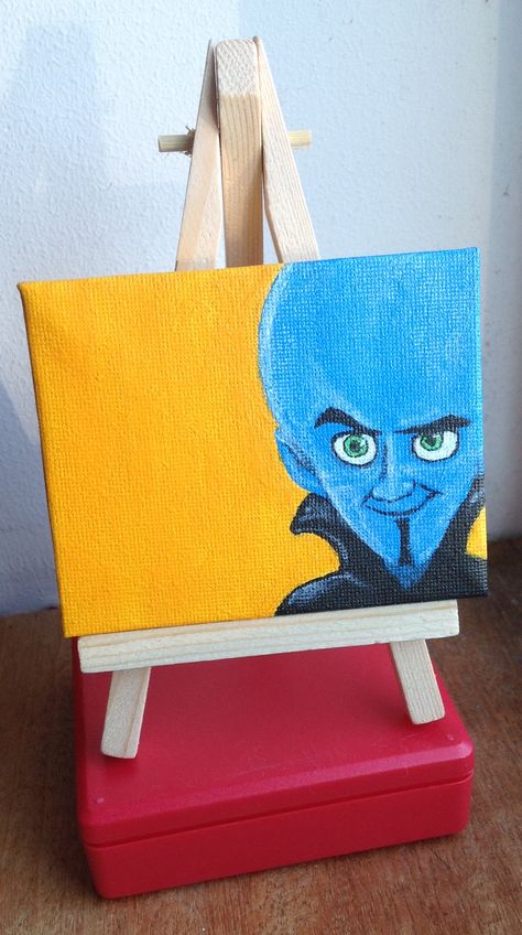 Megamind Painting, Funny Painting Idea, Funny Painting Ideas On Canvas, Scrappy Doo, Acrylic Canvas Painting, Funny Paintings, Trash Art, Cute Canvas Paintings, Canvas Painting Designs