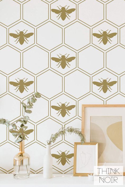 All Wallpaper Gold Wallpaper Bedroom, Bee Wallpaper, Geometric Removable Wallpaper, Future Shop, Textile Wallpaper, Room Unique, Office Wallpaper, Bee Wall, Classic Wallpaper