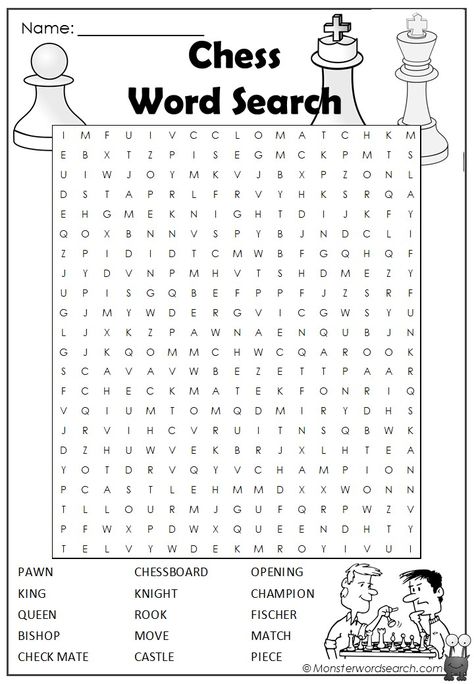 awesome Chess Word Search Chess Craft, Chess Worksheets, Chess Activities For Kids, Chess Club Activities, Chess Party, Chess Printables, Chess Rules Printable, School Word Search, Free Printable Word Searches For Adults