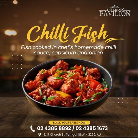 Fish cooked in chef's homemade chilli sauce, capsicum and onion. Order online! Homemade Chilli Sauce, Restaurant Post Ideas, Chilli Fish, Homemade Chilli, Dental Advertising, Indian Restaurant, Chilli Sauce, Post Ideas, Chicken Wings