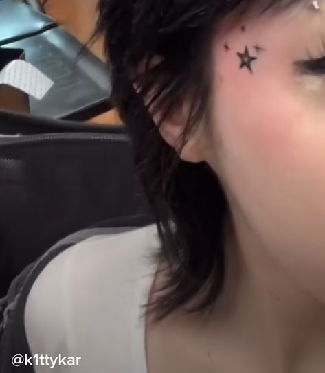 Y2k Face Tattoo, Face Star Tattoo, Cute Face Tattoos, Star Face Tattoo, Blossom Tree Tattoo, Face Tats, Star Face, Tattoo Anime, Cute Tattoos For Women