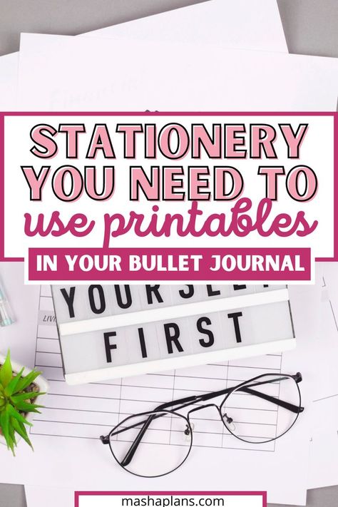 Start your bullet journal off right with the right supplies! Check out this list of everything you need to get started with using printables in your bullet journal. Start creating and organizing today! Bullet Journal Printables, Journal Stationery, Journal Printables, Get Started, Bullet Journal, Stationery