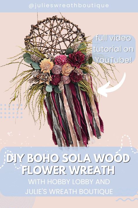 Wood Flower Wreath, Boho Bedrooms, Boho Wreath, Diy Boho Decor, Wood Wreath, Flower Wreaths, Diy Boho, Budget Friendly Decor, Wreath Diy