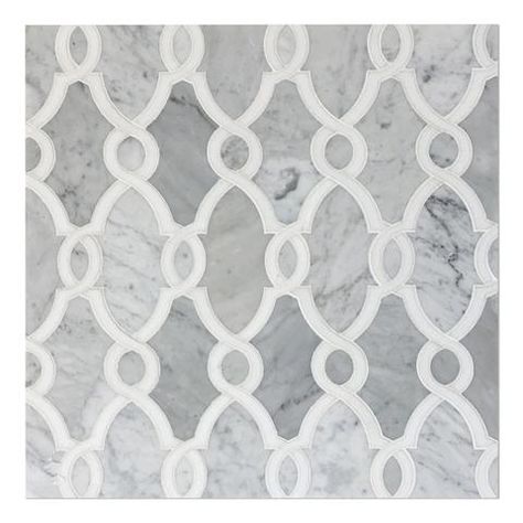 Marble - Natural Stone - Glass Designer Tile - Custom Waterjet Mosaic Marble Back Splash, Carrara Marble Backsplash, Arabesque Tile Backsplash, Shower Accent Tile, Carrara Marble Kitchen, Marble Waterjet, Carrara Marble Bathroom, Thassos Marble, Waterjet Mosaic Tile