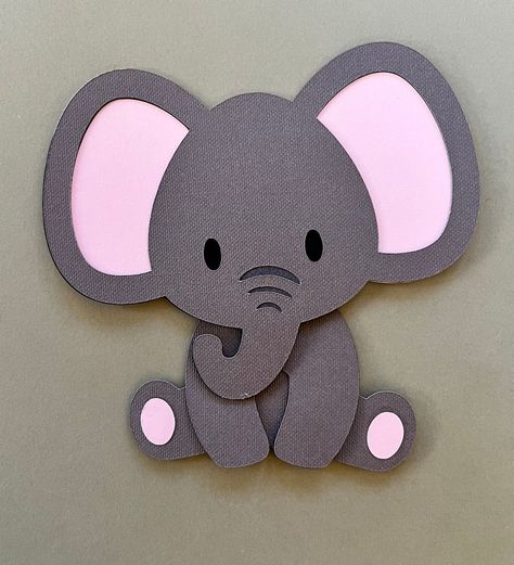 Cricut Elephant Projects, Elephant Svg Free Cricut, Baby Shower Gift Wrapping, Jungle Theme Baby Shower, Cricut Baby Shower, Animal Cutouts, Cricut Baby, Jungle Baby Shower Theme, Cartoon Elephant