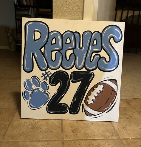 Yard sign Senior Football Posters, Soccer Senior Night Posters, Football Game Signs, Football Yard Signs, Volleyball Banners, Senior Night Football, Soccer Senior Night, Softball Posters, School Spirit Posters