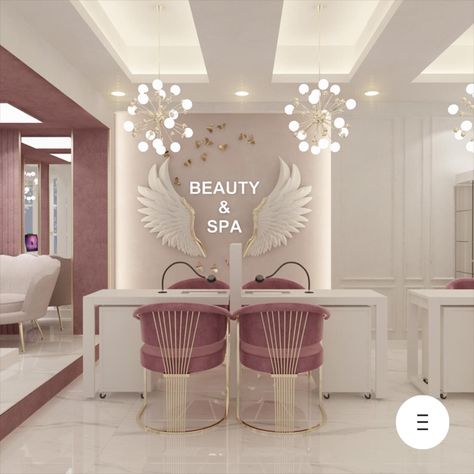 Nail Spa Ideas Salons, Beauty Spa Decor, Beauty Suite Ideas, Facial Room Decor, Nails Salon Decoration, Beauty Spa Design, Beauty Room Decor Salon, Beauty Salon Decor Luxury, Makeup Studio Decor Interior Design