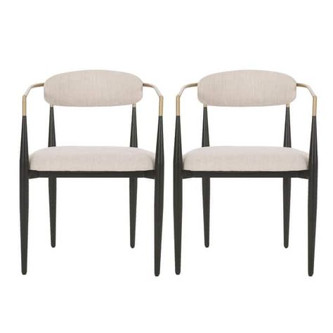 Elmore Fabric Upholstered Iron Dining Chairs (Set of 2) by Christopher Knight Home - Bed Bath & Beyond - 36158638 Iron Dining Chairs, Dinning Room Design, Metal Dining Chairs, Christopher Knight, Noble House, Dining Room Inspiration, Christopher Knight Home, Tasting Room, Modern Dining Chairs