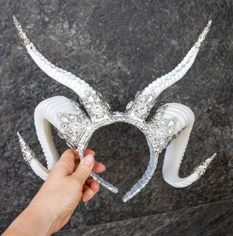 Demon Headdress, Caricature Ideas, Angel Crown, Special Photoshoot, Festival Headdress, Demon Angel, Crystal Horn, Dragon Horns, Festival Headpiece