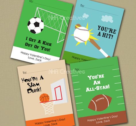 Printable+Sports+Valentine+Cards Free Valentine Cards, Baseball Valentine, Free Printable Valentines Cards, School Valentine Cards, Saint Valentin Diy, Valentines Bricolage, Printable Sports, Valentine Printables, Printable Valentines Day Cards