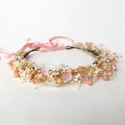 Wildflower Crown, Flower Crown Flower Girl, Ribbon Crown, Pink Child, Baby Flower Crown, Orange Wedding Flowers, Boho Flower Crown, Wedding Hair Wreath, Flower Girl Crown