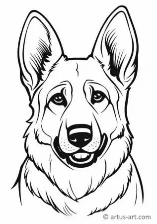 Drawings Of German Shepherds, Shepherd Coloring Page, German Shepherd Tattoo, German Shepherd Painting, German Shepherd Colors, Dog Drawing Simple, Sketchbook Doodles, Dog Coloring Book, Husky Cross