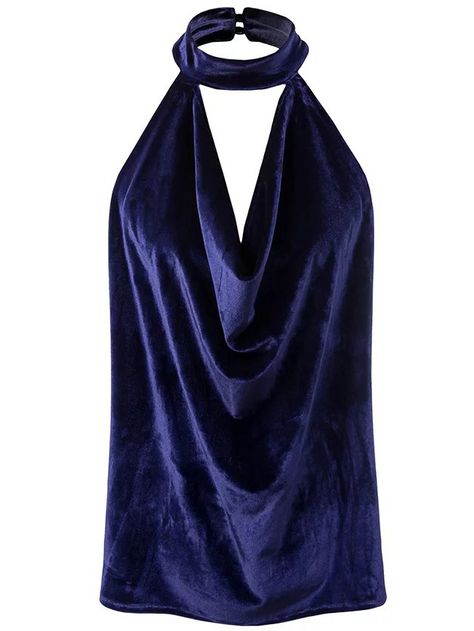 Shop Royal Blue Halter Sleeveless Velvet Top online. SheIn offers Royal Blue Halter Sleeveless Velvet Top & more to fit your fashionable needs. Velvet Halter Top, Blue Velvet Top, Tie Halter Top, Blue Halter Top, Velvet T Shirt, Backless Halter Top, Night Out Tops, Velvet Vest, Wardrobe Wishlist