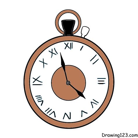 Clock Drawing Tutorial - How to draw Clock step by step Easy Clock Drawing, Cute Clock Drawing, Simple Clock Drawing, Clock Aesthetic Drawing, Time Drawing Clock, Drawing Of Clock, Clock Drawing Simple, Clock Doodle, Drawing Clock