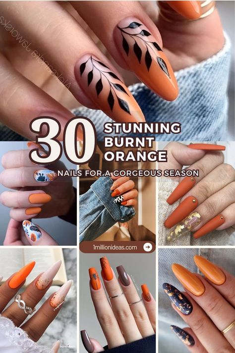 A collection of 30 stunning burnt orange nail designs perfect for celebrating the beauty of the season. Burnt Orange Nails, Pretty Fingers, Orange Nail Designs, Orange Nail, Orange Shades, Orange Nails, Nail Designs Spring, Nail Pro, Nail Games