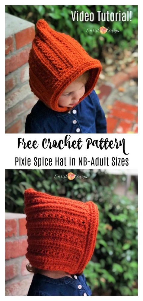 Crochet Pixie Hat Pattern Free, Crochet Pixie Hat Pattern, Pixie Hat Pattern, Crochet Pixie Hat, Crochet Hat Free Pattern, Pixie Hats, Crochet Toddler Hat, Free Crochet Hat Pattern, Easy Crochet Hat Patterns