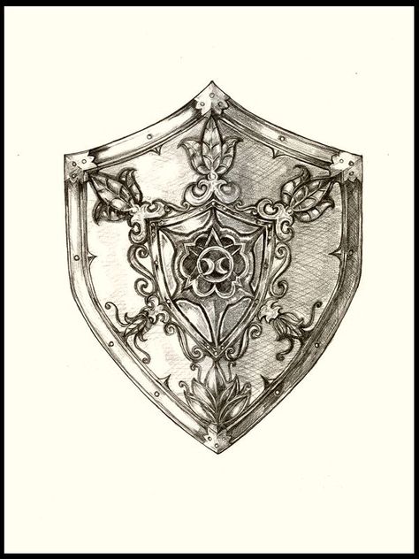 Shield Drawing Reference, Knight Shield Tattoo, Shield Tattoo Design, Faction Symbols, Shield Drawing, Shield Medieval, Medieval Symbols, Shield Symbol, Armour Tattoo