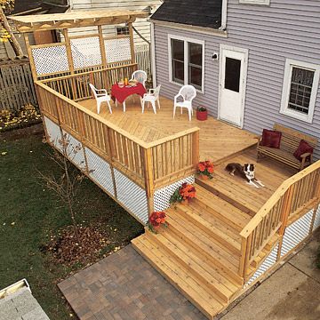 Wide Stairs, Two Level Deck, Deck Building Plans, Multi Level Deck, Tiered Deck, Deck And Patio, Pergola Pictures, Patio Deck Designs, Deck Designs Backyard