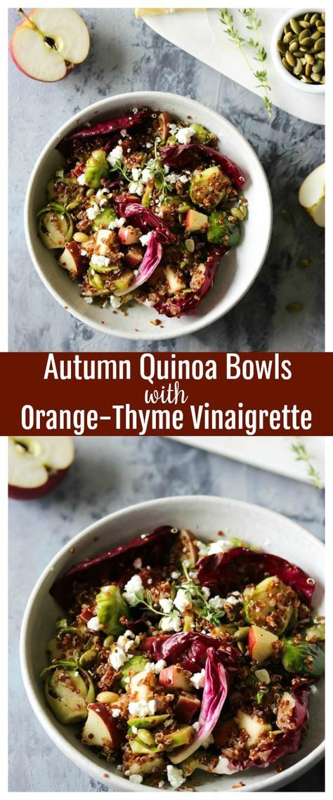 Autumn Quinoa, Thyme Vinaigrette, Healing Bowls, Autumn Meals, Grain Salads, Vegetarian Recepies, Orange Vinaigrette, Winning Recipes, Quinoa Bowls