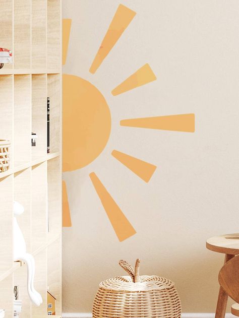 1pc Sun Pattern Wall Sticker, Modern PVC Wall Decal For HomeI discovered amazing products on SHEIN.com, come check them out! Vynil Wall, Baby Room Wall Stickers, Sun Wall Decor, Living Room Wall Color, Sun Pattern, Headboard Decor, Green Nursery, Boho Wallpaper, Wall Decor Decals