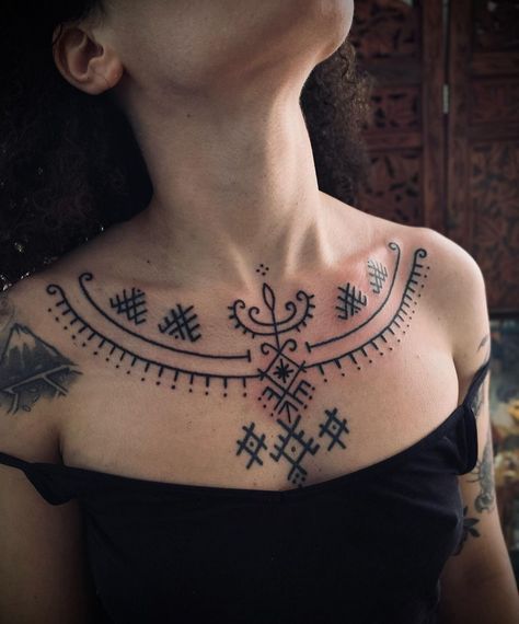 Croatian Tattoo, Slavic Tattoo, Chest Piece Tattoos, Chest Piece, Chest Tattoo, Tattoo Inspo, Shoulder Tattoo, Tatting, Henna