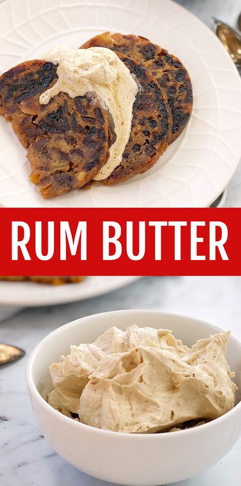 Rum Butter - this hard sauce is a mixture of butter, spices and rum. When it is spooned onto warm Christmas pudding it becomes a golden river of rum butter sauce. This Christmas pudding sauce will take your pud to the next level! #chefnotrequired #christmaspudding #christmasrecipes #easyrecipes #easydessertrecipes Hard Sauce For Christmas Pudding, Rum Butter Sauce, Christmas Pudding Sauce, Hard Sauce Recipe, Brandy Butter Sauce, Butter Rum Sauce, Pudding Sauce, Breakfast Butter, Hard Sauce