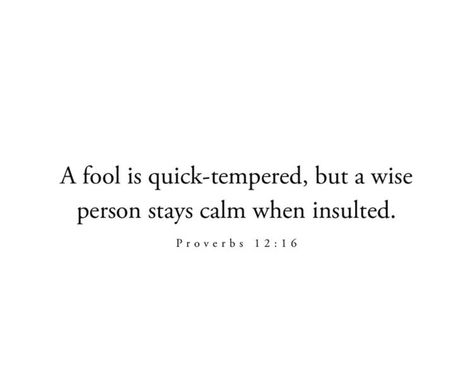 A Fool Is Quick Tempered, Quiet Quotes, Personality Quotes, Wise Person, Proverbs 12, Let God, Human Nature, Peace Of Mind, Quotes About God