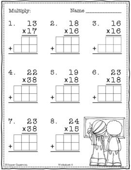 Multiplication With Regrouping, Multiplication Practice Sheets, Multiplication Sheets, Multiplication Practice Worksheets, Two Digit Multiplication, Double Digit Multiplication, Easter Math Worksheets, Math Worksheets For Kids, 4th Grade Multiplication