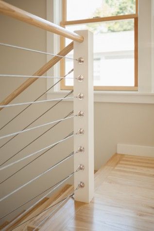 Cable Stair Railing, Loft Railing, Indoor Railing, Interior Railings, Escalier Design, Stair Railing Design, Lan Can, Modern Stairs, Interior Stairs