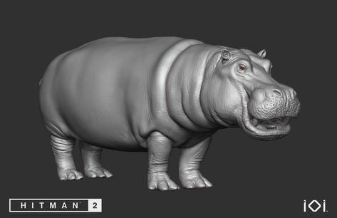 ArtStation - HITMAN 2 - Hippo, Theodor Urhed Hippo Anatomy, Hitman 2, Hippopotamus, Clay Sculpture, Cute Creatures, Video Game, Sculpture, Animals, Pins