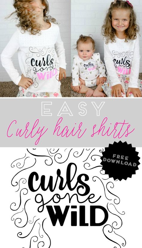 Curly Hair Shirts on www.girllovesglam.com Shirt Curly Hair, Diy Crafts Ideas, Easy Curls, Biracial Hair, S Curl, Shirt Hair, Free Cut Files, Silhouette Cameo Projects, Silhouette Files