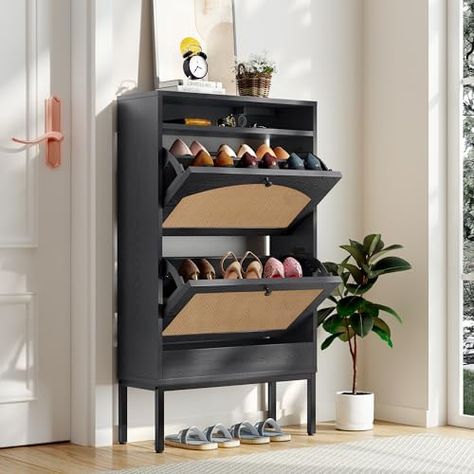 Slim Shoe Storage, Shoe Rack Cabinet, Narrow Shoe Rack, Hidden Cabinet, Furniture Storage Cabinets, Shoe Storage Rack, How To Store Shoes, Narrow Shoes, Shoe Storage Cabinet