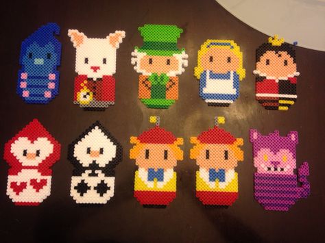 Disney Alice in wonderland characters perler beads Alice In Wonderland Perler Beads, Perler Beads Disney, Disney Perler Beads, Perler Characters, Wonderland Characters, Perler Beads Ideas, Beads Perler, Alice In Wonderland Characters, Kandi Ideas